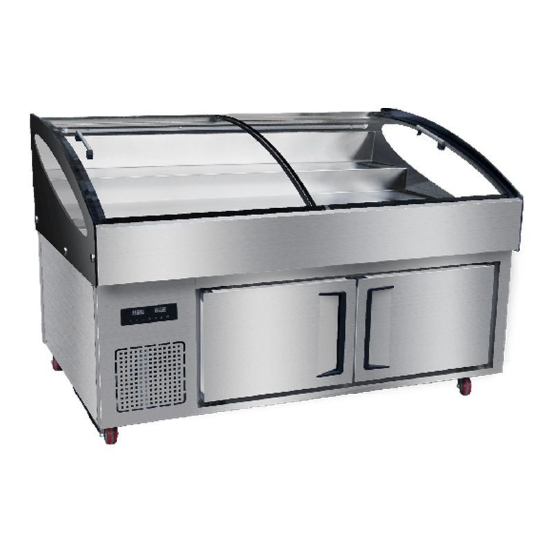 1,8 m-es háromrétegű, rozsdamentes acél jégpultos konyhai hűtőszekrény 1,8 m-es háromrétegű, rozsdamentes acél jégpultos konyhai hűtőszekrény